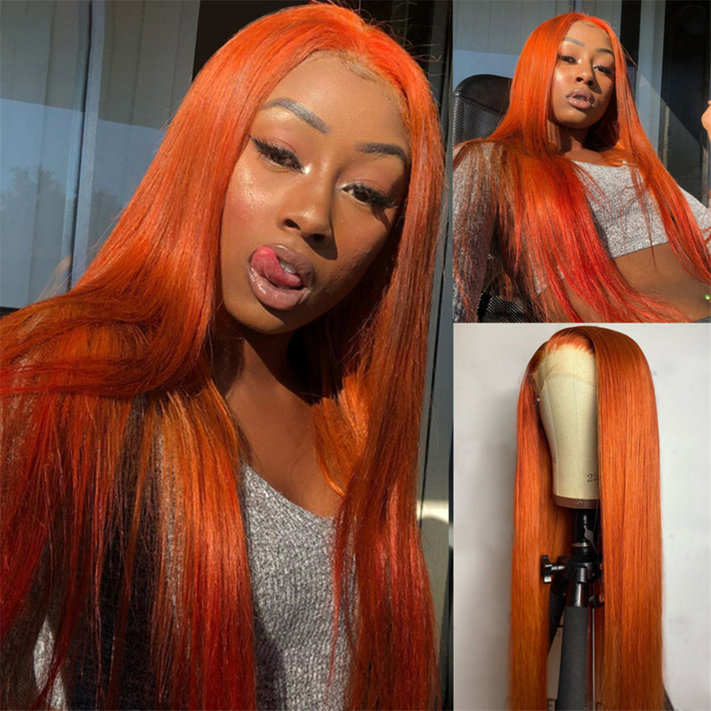 ULit Hair Ginger Color Human Hair Wigs Straight Wig For Black Women