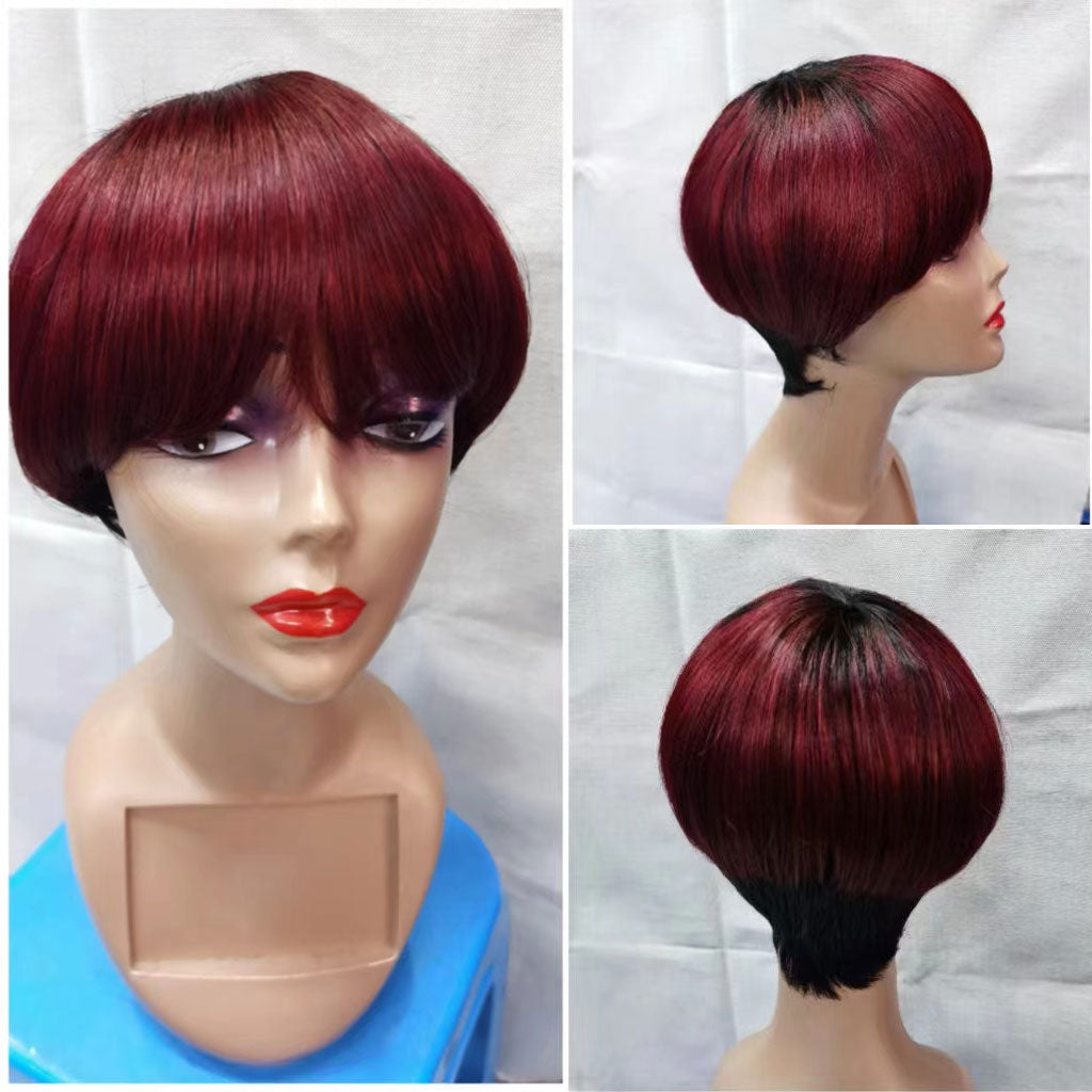 Pixie Cut Wig Colored Wig Cheap Human Hair Wig Short Bob Glueless