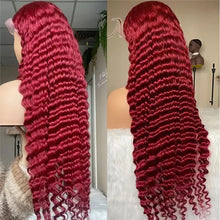 Load image into Gallery viewer, Burgundy_deep_wave_wig_lace_frontal_wig_custom_wigs_front_wig