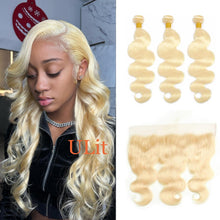 Load image into Gallery viewer, ULit_hair_613_blonde_hair_bundles_with_frontal_body_wave_hair