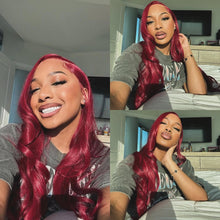 Load image into Gallery viewer, burgundy-wig-frontal-wig-99j-colored-hair