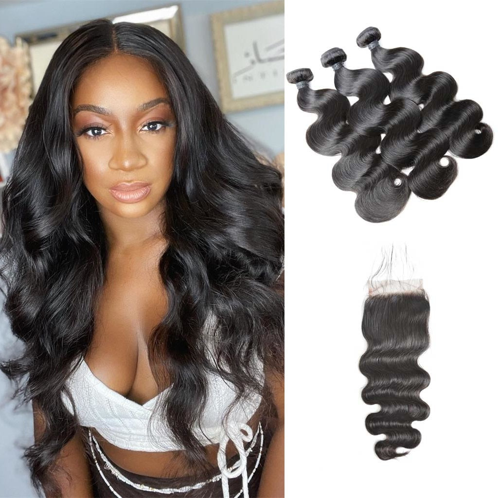 Brazilian Body Wave 3 Bundles With Lace Closure Deal Virgin  display picture 3