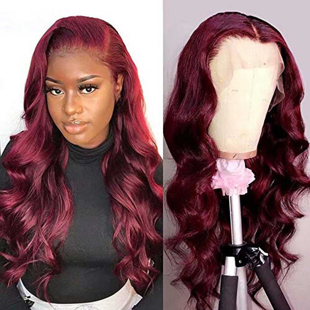 ULit Hair 99J Burgundy Red Color Body Wave 13x4 13x6 Lace Front Wig 4x4 5x5  Lace Closure Wigs