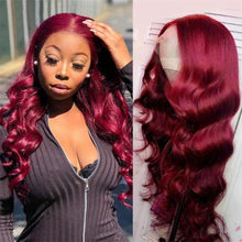 Load image into Gallery viewer, Burgundy-99J-body-wave-lace-front-wig-best-transparent-lace-frontal-wigs-for-black-women