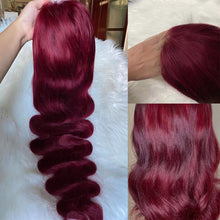 Load image into Gallery viewer, Burgundy-99J-body-wave-lace-front-wig-transparent-lace-frontal-wig-180_-density-custom-wigs