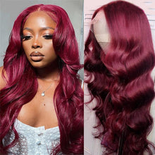 Load image into Gallery viewer, Burgundy-99J-lace-front-wig-best-transparent-body-wave-lace-frontal-wigs