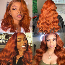 Load image into Gallery viewer, Ginger-lace-front-wig-body-wave-colored-transparent-human-hair-wigs-180%-density