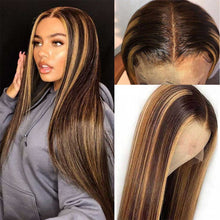 Load image into Gallery viewer, Mix-color-ombre-hair-lace-closure-wig-preplucked-straight-human-hair-wigs